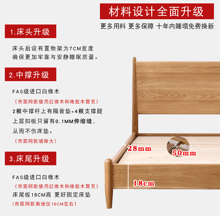 北欧实木床 白橡木 南京实木家具工厂